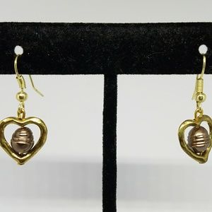 Gold and brown heart earrings - NWOT